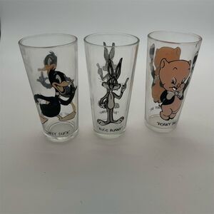 Vintage 1973 Pepsi Looney Tunes Collector Glass Set Bugs Daffy Porky